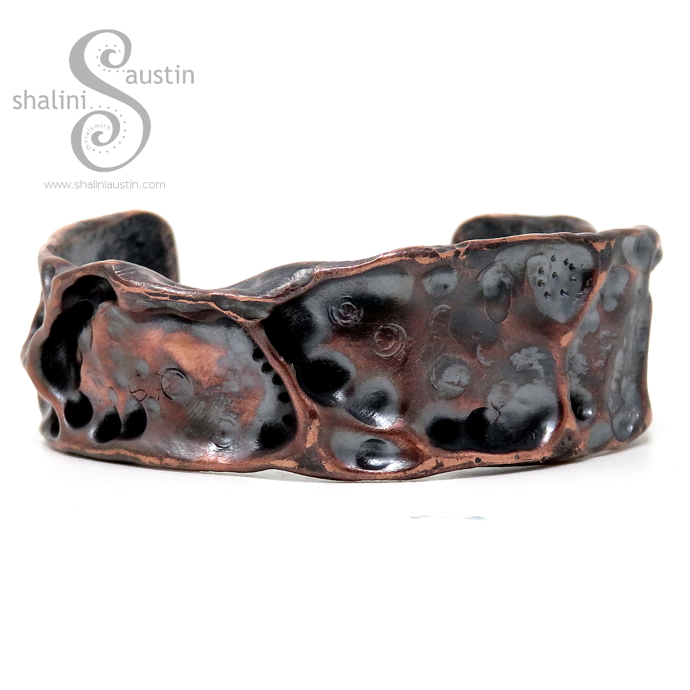 Upcycled Copper Pipe Cuff FANTASY (07)