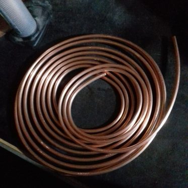 Copper tube coil on the workbench